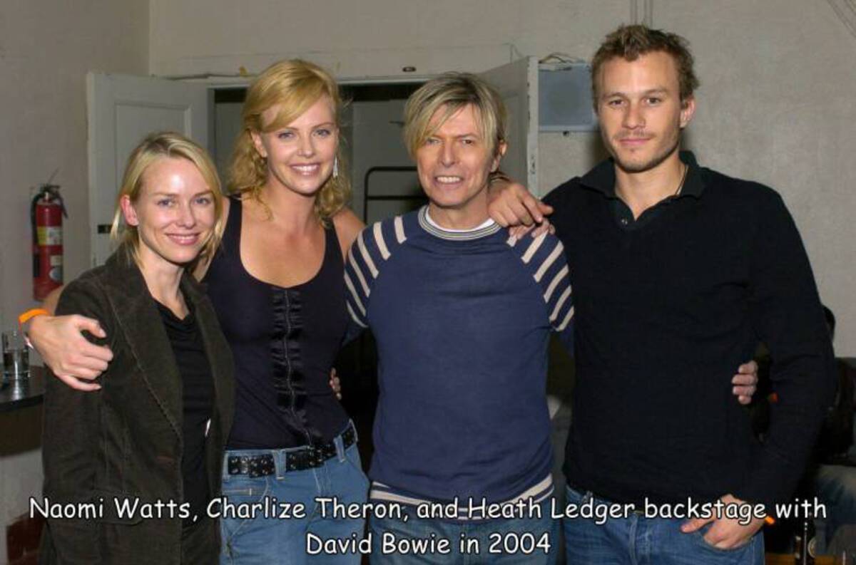 heath ledger charlize theron - Naomi Watts, Charlize Theron, and Heath Ledger backstage with David Bowie in 2004