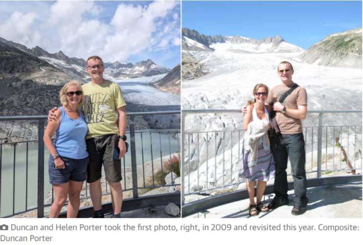 Glacier - Fallez Alle Lez Duncan and Helen Porter took the first photo, right, in 2009 and revisited this year. Composite Duncan Porter