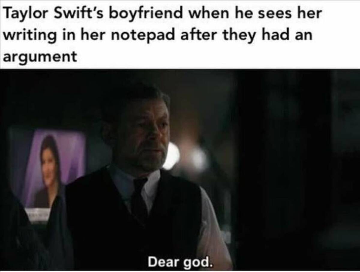 andy serkis alfred gif - Taylor Swift's boyfriend when he sees her writing in her notepad after they had an argument Dear god.