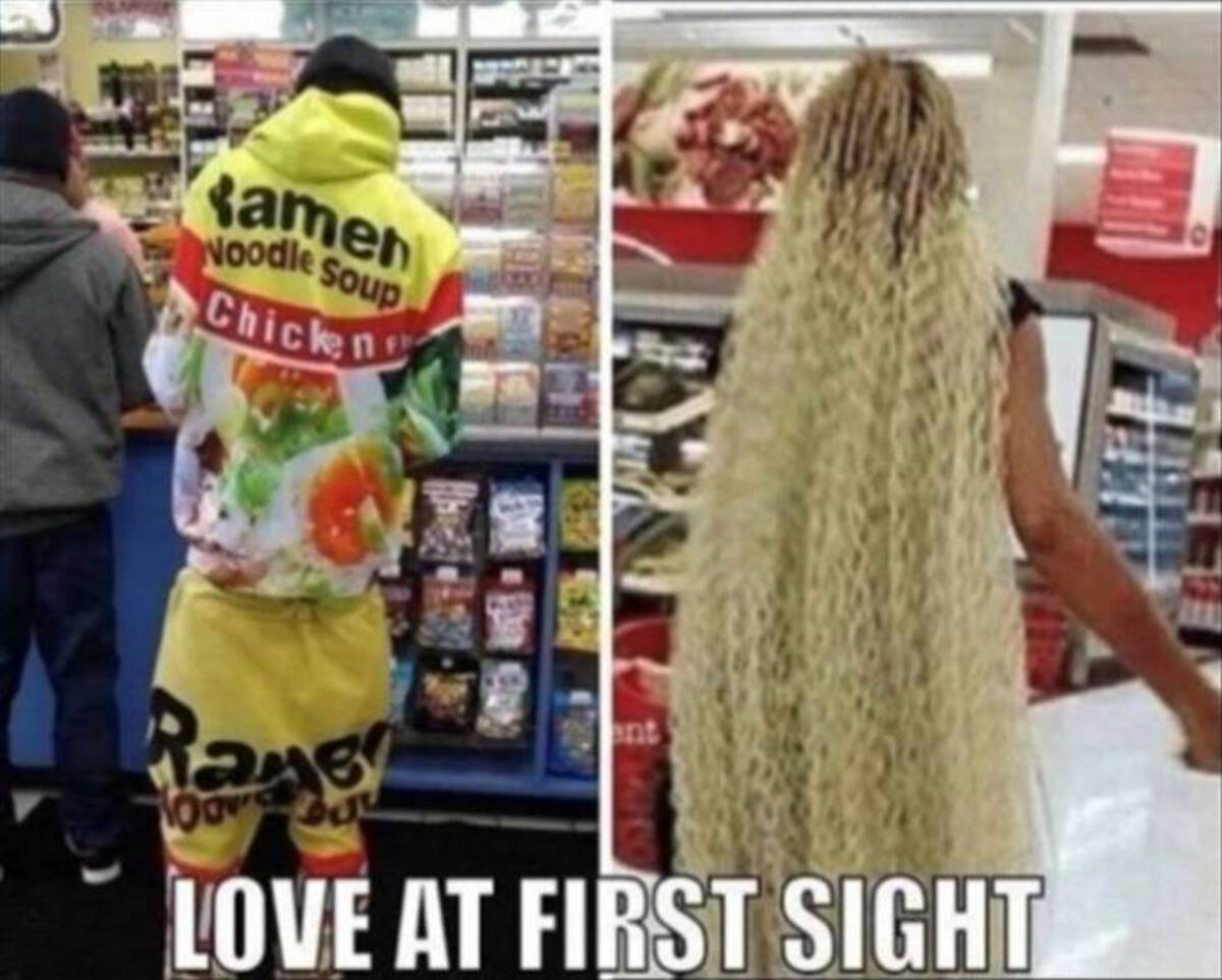 convenience store meme - amen Noodle Soup Chicken Rans Love At First Sight