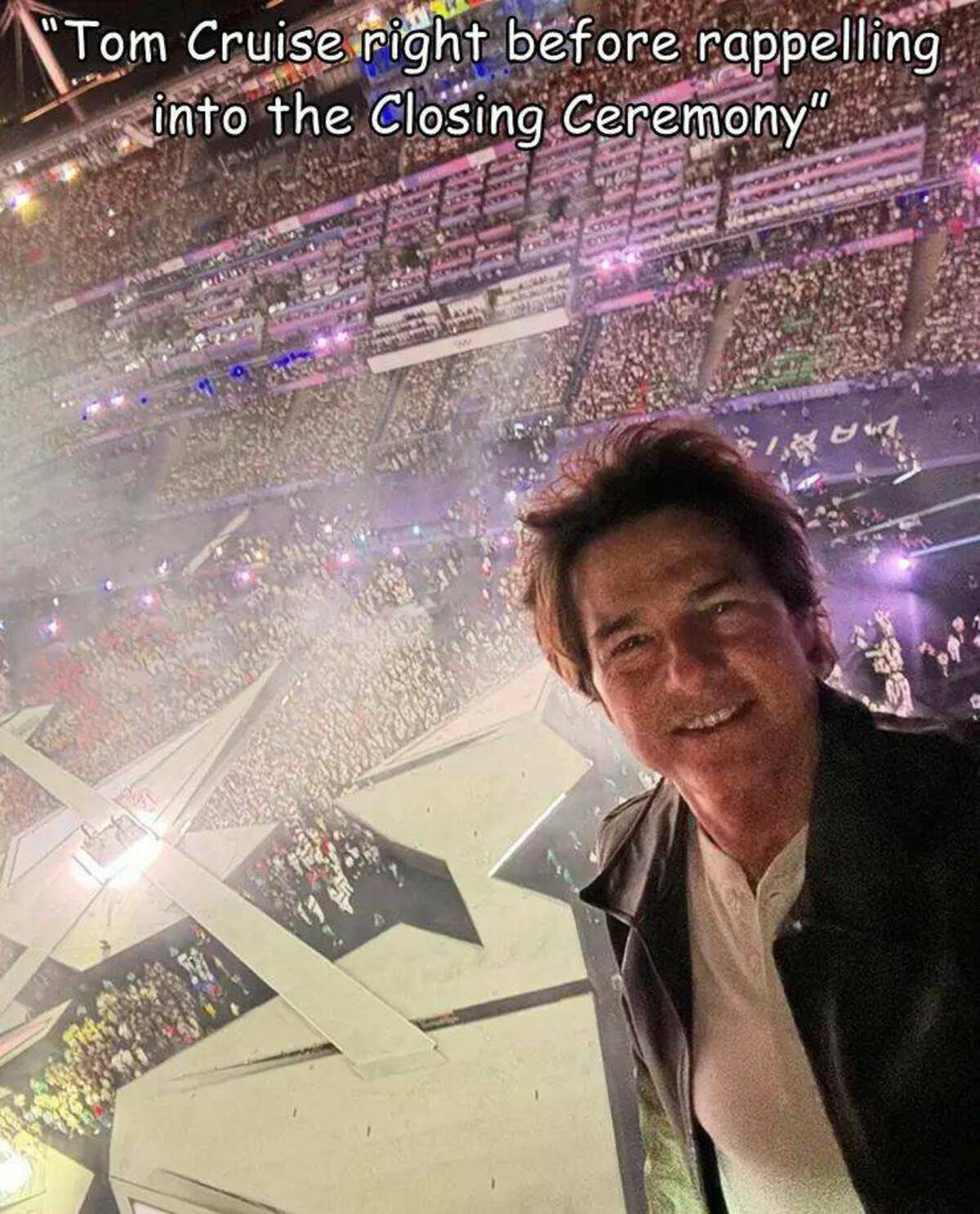 Tom Cruise - "Tom Cruise right before rappelling into the Closing Ceremony" Cacypic