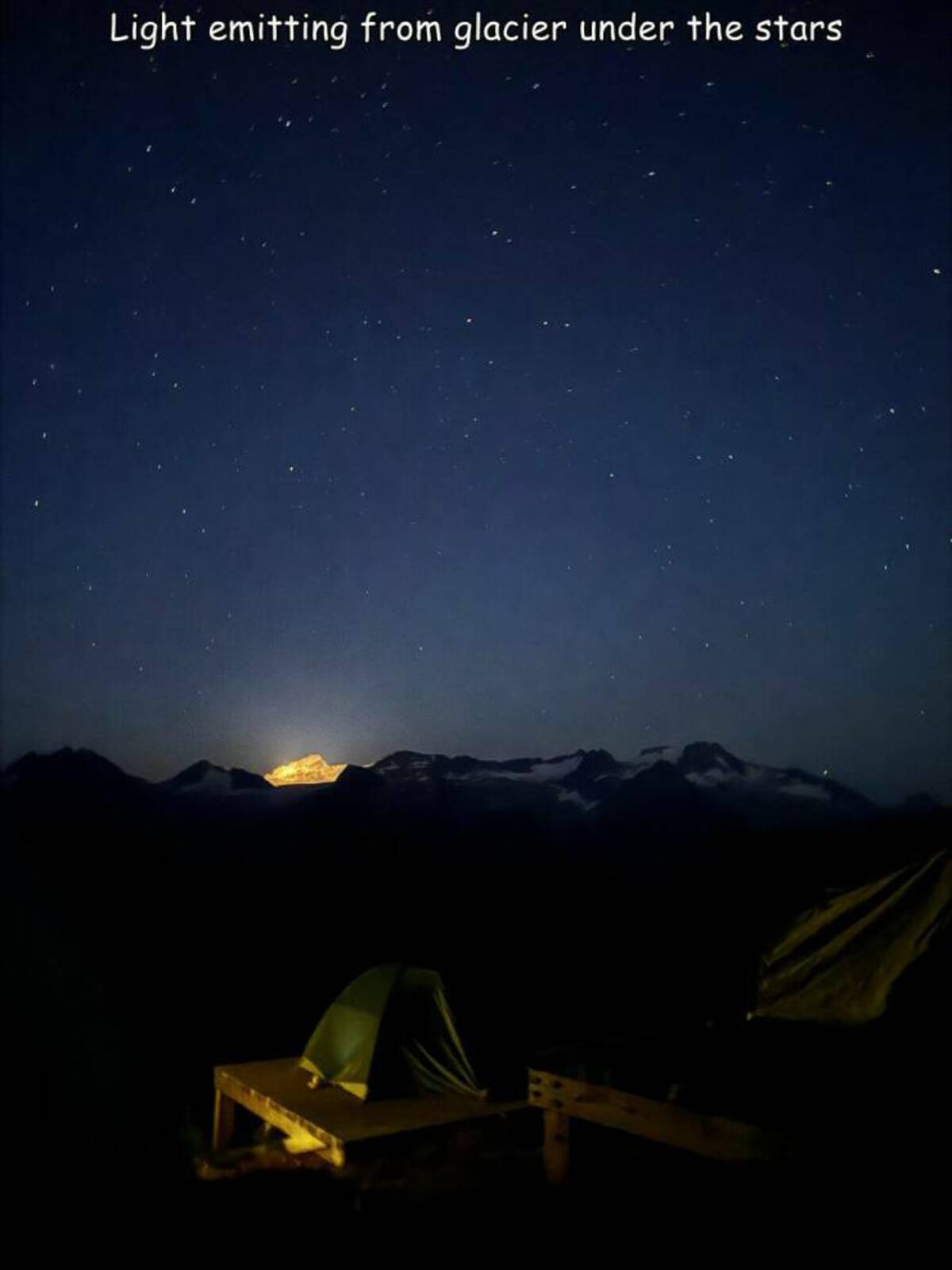 star - Light emitting from glacier under the stars