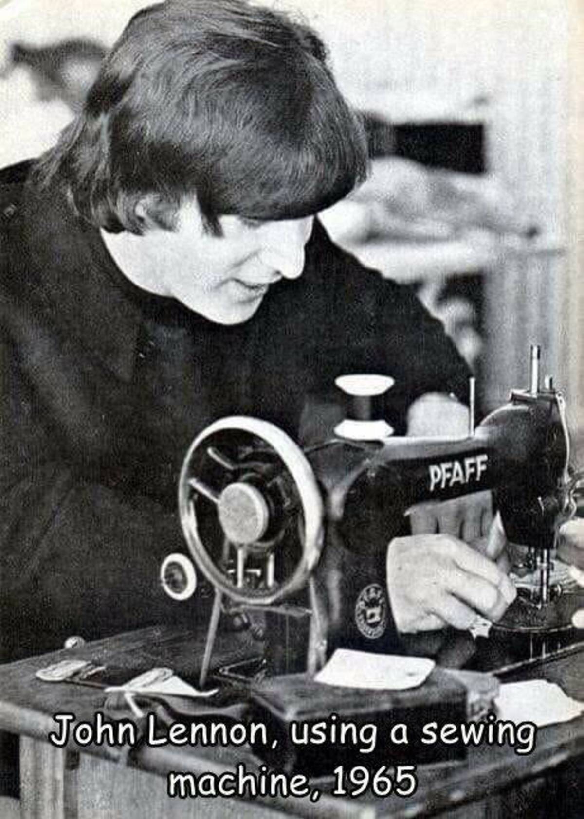 john lennon with pfaff - Pfaff John Lennon, using a sewing machine, 1965