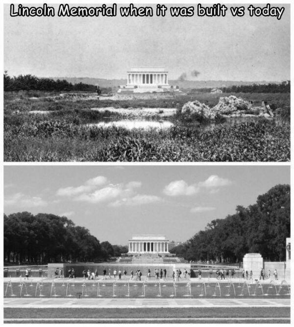 lincoln memorial old - Lincoln Memorial when it was built vs today