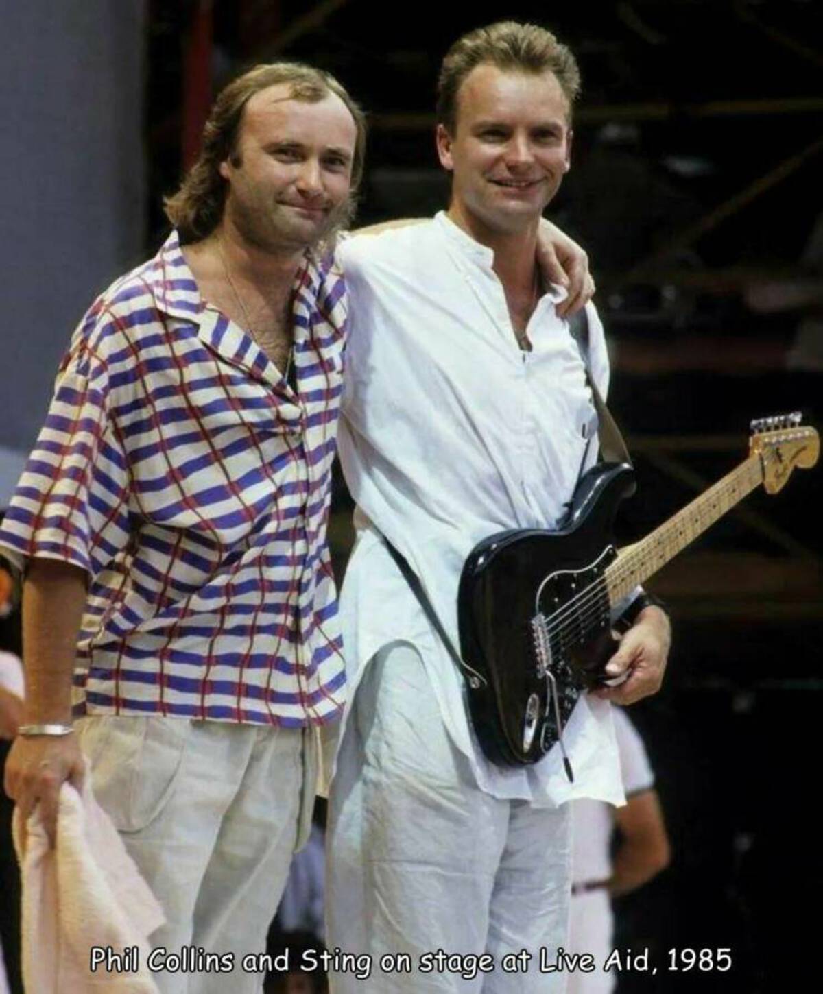 live aid sting phil collins - Phil Collins and Sting on stage at Live Aid, 1985