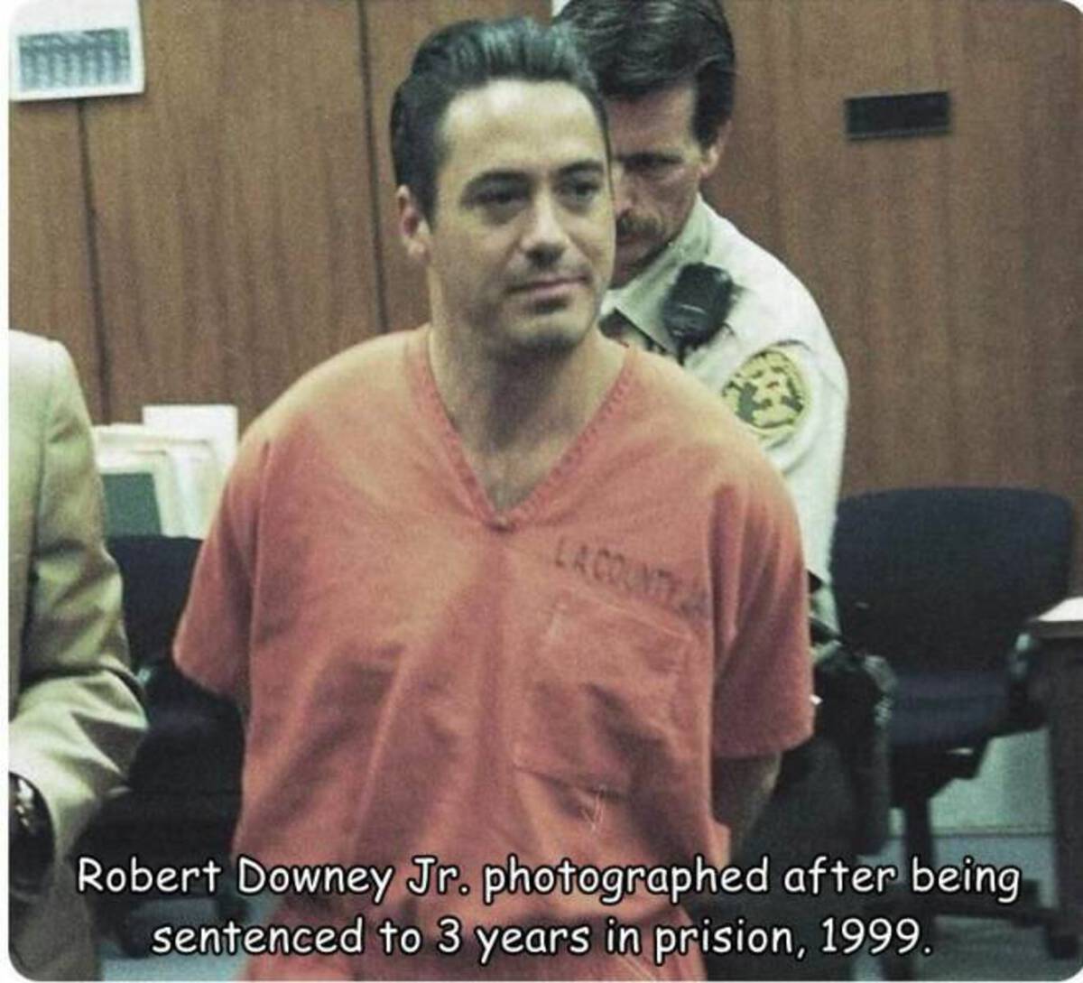 did iron man go to jail - La County Robert Downey Jr. photographed after being sentenced to 3 years in prision, 1999.