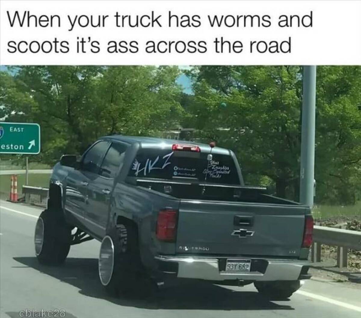 your truck has worms - When your truck has worms and scoots it's ass across the road East eston cblake28 Hkz FR988 Zuplo Tacks 93Y 682