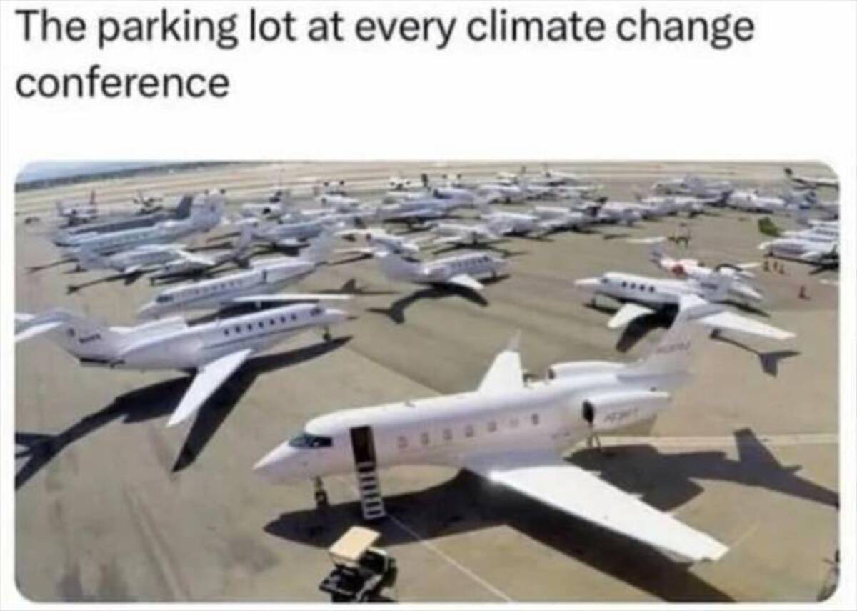 las vegas private jets super bowl - The parking lot at every climate change conference