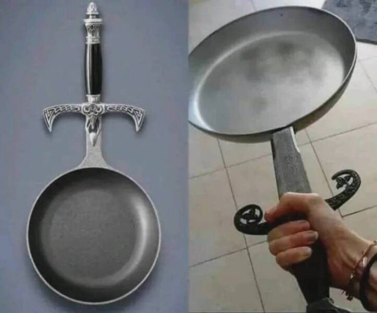 sword handle frying pan