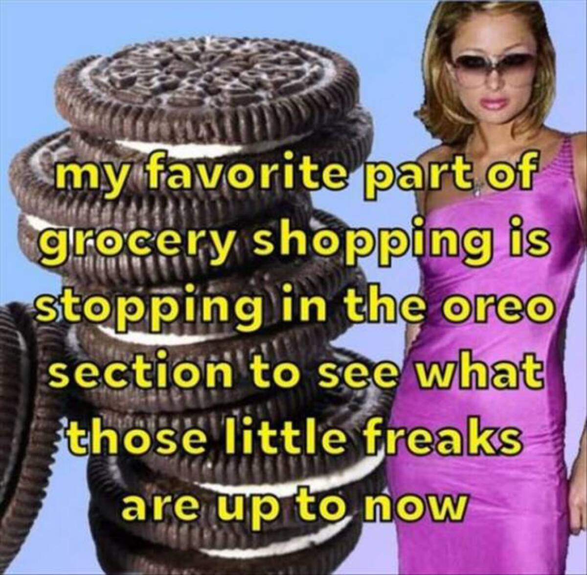 snack - my favorite part of grocery shopping is stopping in the oreo section to see what those little freaks are up to now