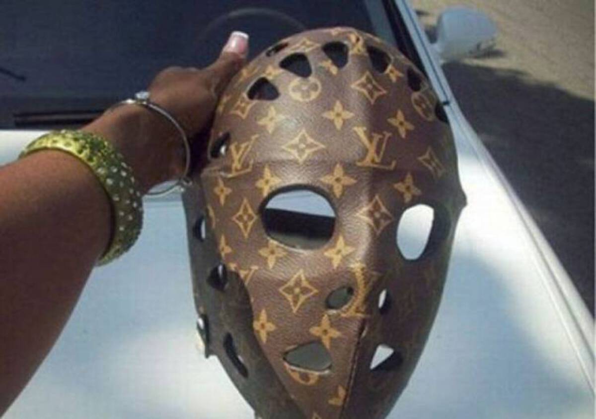 louis vuitton goalie mask - A