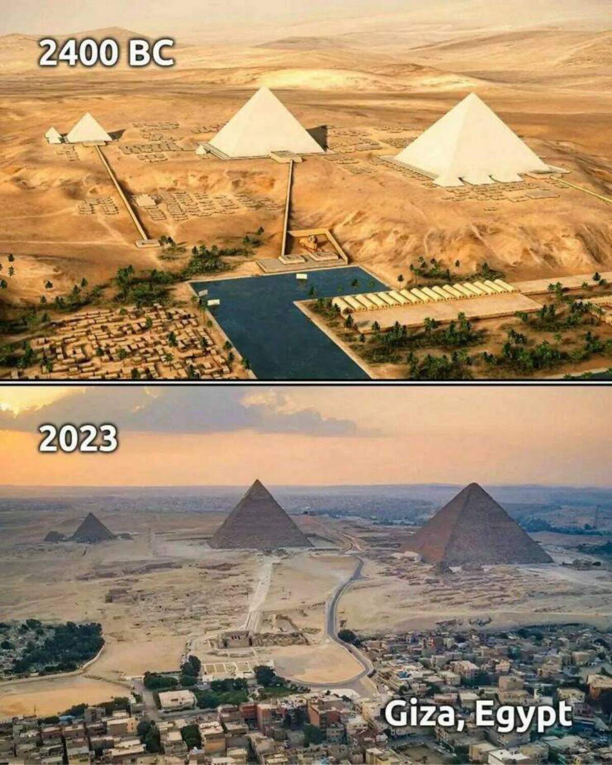 pyramids of giza before and after - 2400 Bc 2023 Giza, Egypt