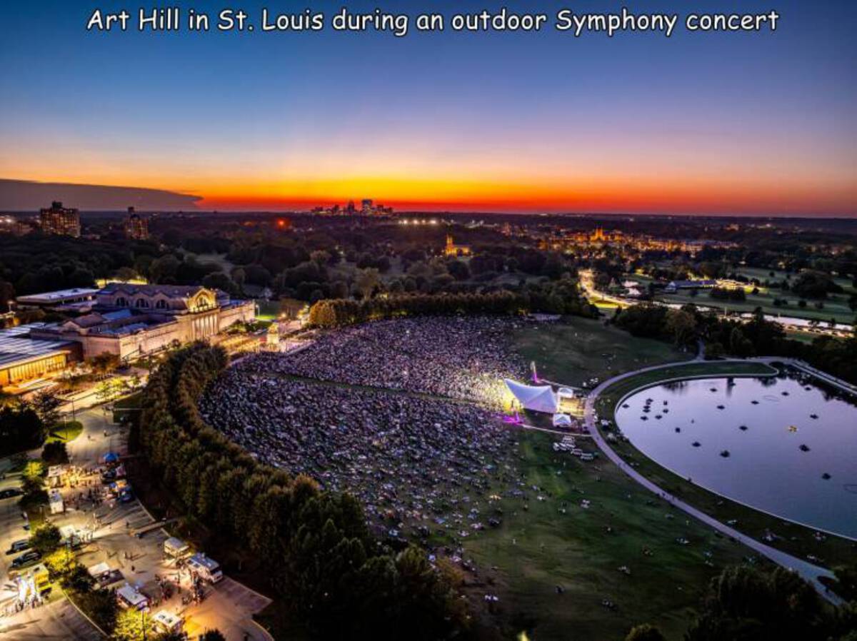 aerial photography - Art Hill in St. Louis during an outdoor Symphony concert