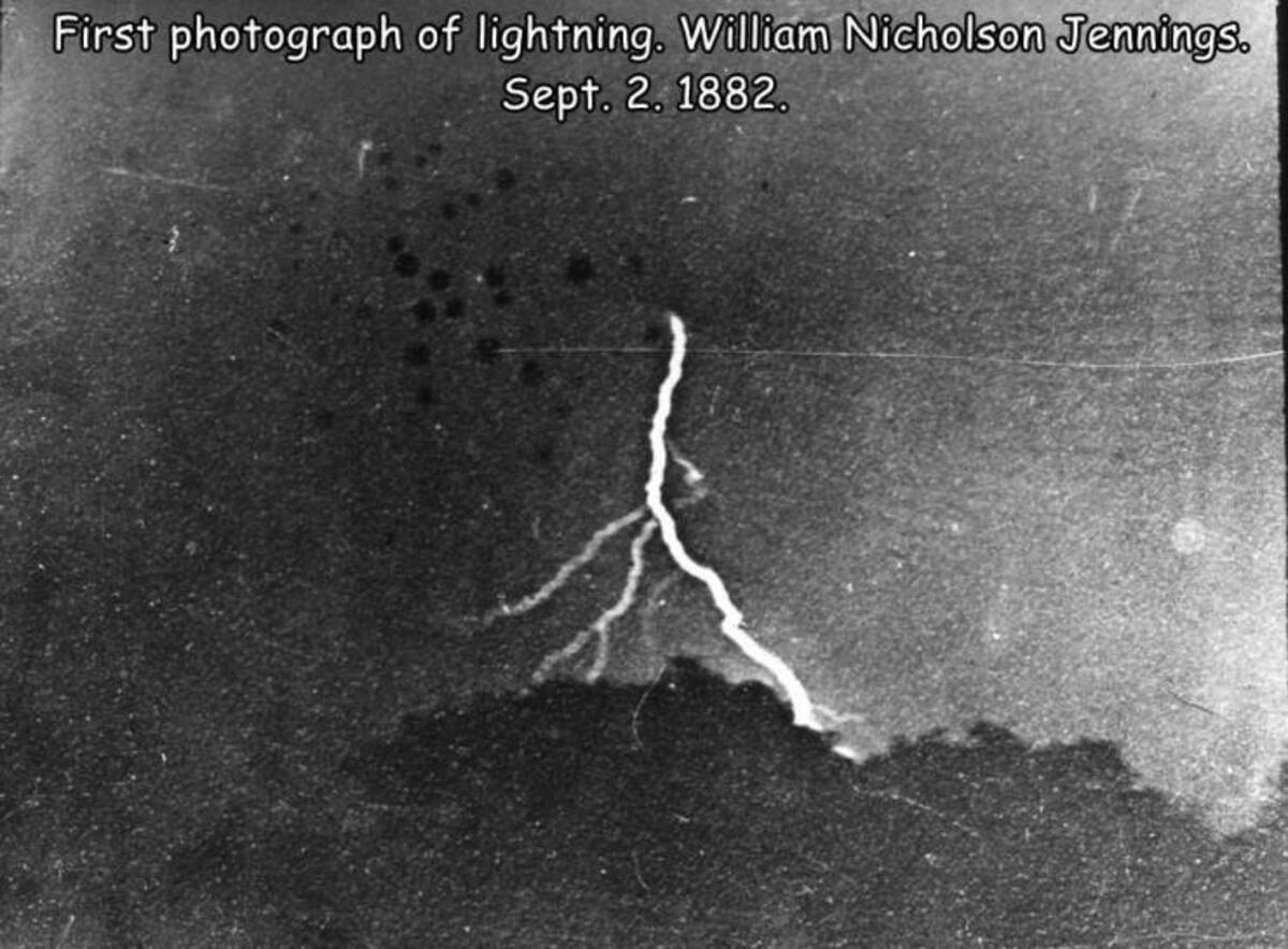 monochrome - First photograph of lightning. William Nicholson Jennings. Sept. 2. 1882.