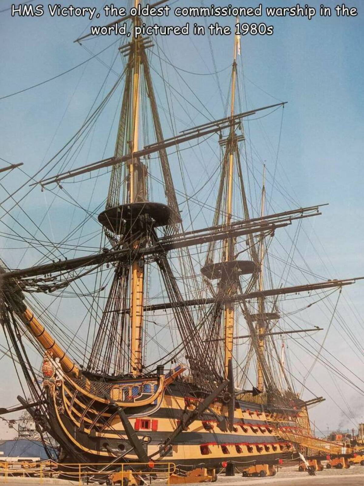 Hms Victory, the oldest commissioned warship in the world, pictured in the 1980s