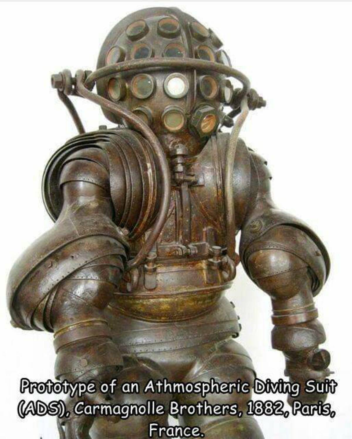 steampunk diving suit - Prototype of an Athmospheric Diving Suit Ads, Carmagnolle Brothers, 1882, Paris, France.