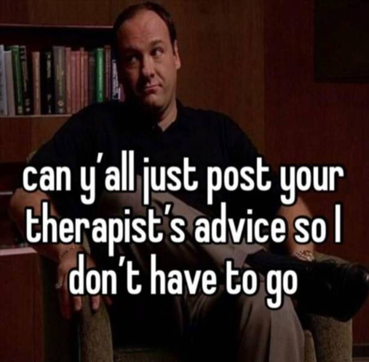 photo caption - can y'all just post your therapist's advice sol don't have to go