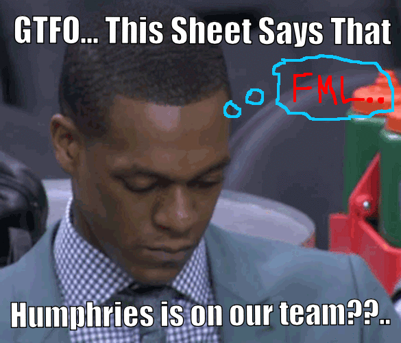 Rondo Realizes that Kris Humphries has been added to the Celtics Roster sheet.