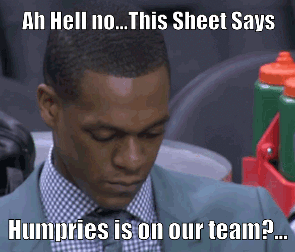 Rondo is confused when he sees that Kris Humphries is now on the Celtics roster sheet.
