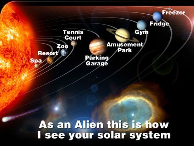 your solar system - Freezer Fridge Tennis Gym Court Zoo Amusement Park Resort Parking Spa Garage As an Alien this is how I see your solar system