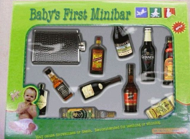 inappropriate children toy - Baby's First Minibar Quinness un atensions or doeth Becomended for this or unint