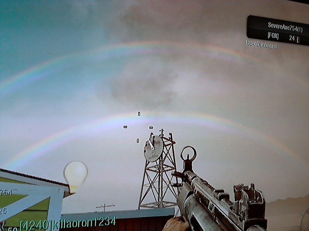a full on double rainbow......  i took this while playing black ops.