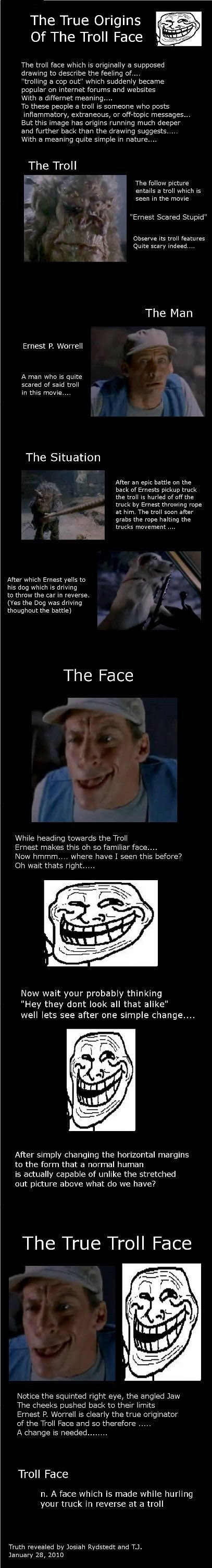 ernest p worrell troll face - The True Origins Of The Troll Face The troll face which is originally a supposed drawing to describe the feeling of.... "trolling a cop out" which suddenly became popular on internet forums and websites With a differnet meani
