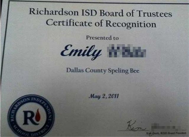 richardson independent school district - Richardson Isd Board of Trustees Certificate of Recognition Presented to Emily Dallas County Speling Bee