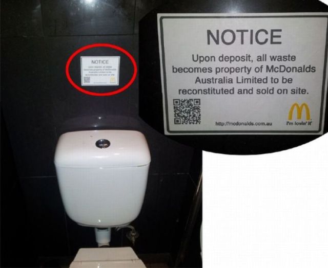 humor mcdonalds - Notice Notice Upon deposit, all waste becomes property of McDonalds Australia Limited to be reconstituted and sold on site. Da So Do m. I'm lovin'