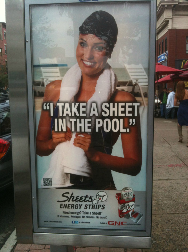 take a sheet in the pool - "I Take A Sheet In The Pool." od Shesto Energy Strips Need energy? Take a Sheet!" B vitamins. No sugar. No calories. No crash. est.com takohet G N C