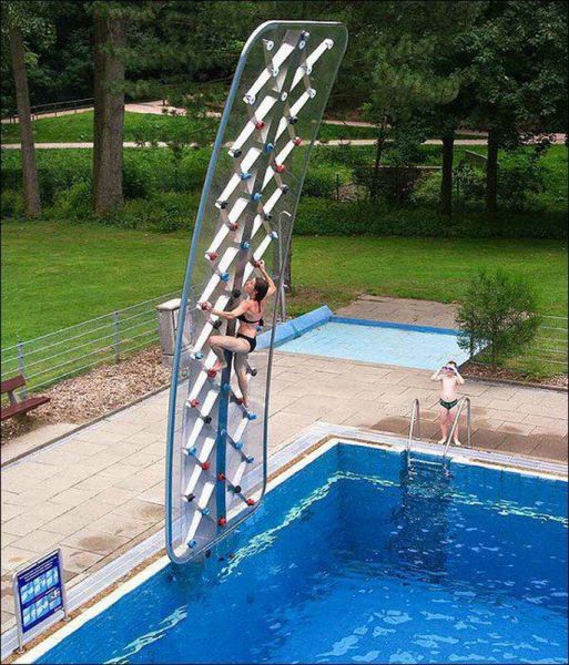 pool climbing wall
