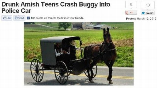 amish people in texas - 13 Drunk Amish Teens Crash Buggy Into Police Car Ole Send 137 people ke this. Be the fest of your friends. Tweet Posted