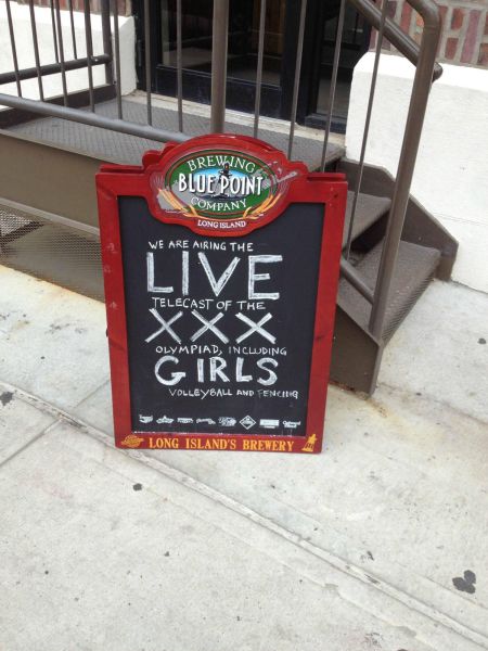 funny restaurant signs - Brewing Blue Point Company Long Island We Are Airing The Live Telecast Of The Olympiad, Including Girls Volleyball And Feng Long Island'S Brewery