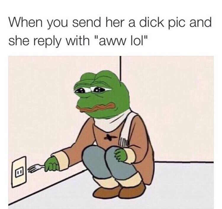 you send her a dick - When you send her a dick pic and she with "aww lol" a