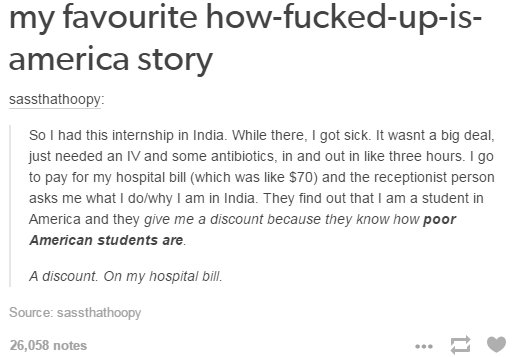 vip hormone function - my favourite howfuckedupis america story sassthathoopy So I had this internship in India. While there, I got sick. It wasnt a big deal, just needed an Iv and some antibiotics, in and out in three hours. I go to pay for my hospital b