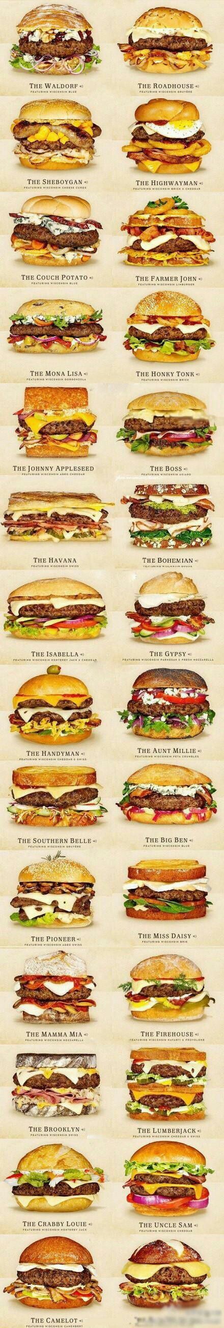 cheeseburger ideas - The Waldorf The Roadhouse The Sheboygan The Highwayman Colin Bricheddar The Couch Potato The Farmer John The Mona Lisa The Honky Tonk The Johnny Appleseed The Boss The Havana The Bohemian The Isabella The Gypsy Wiceronterey Yaende The