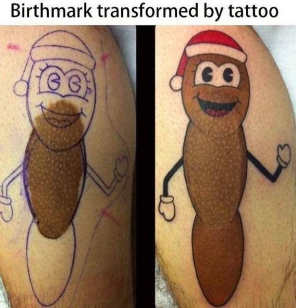 birthmark cover up tattoos - Birthmark transformed by tattoo