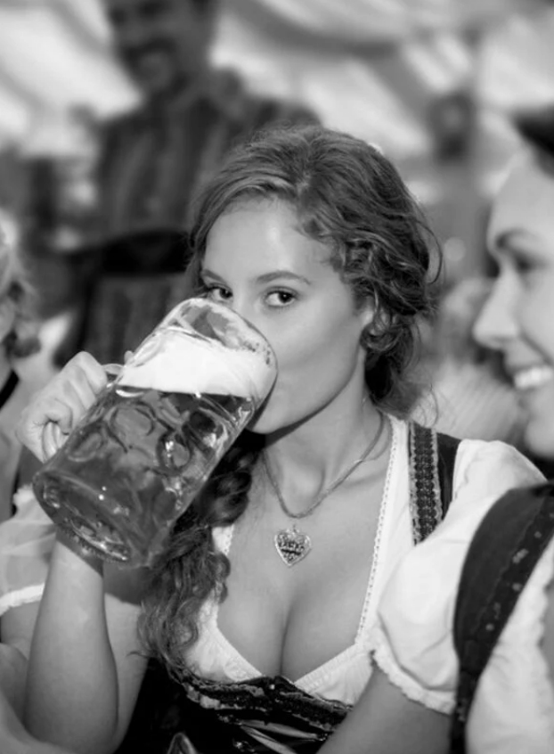 monday morning randomness - german girl drinking beer
