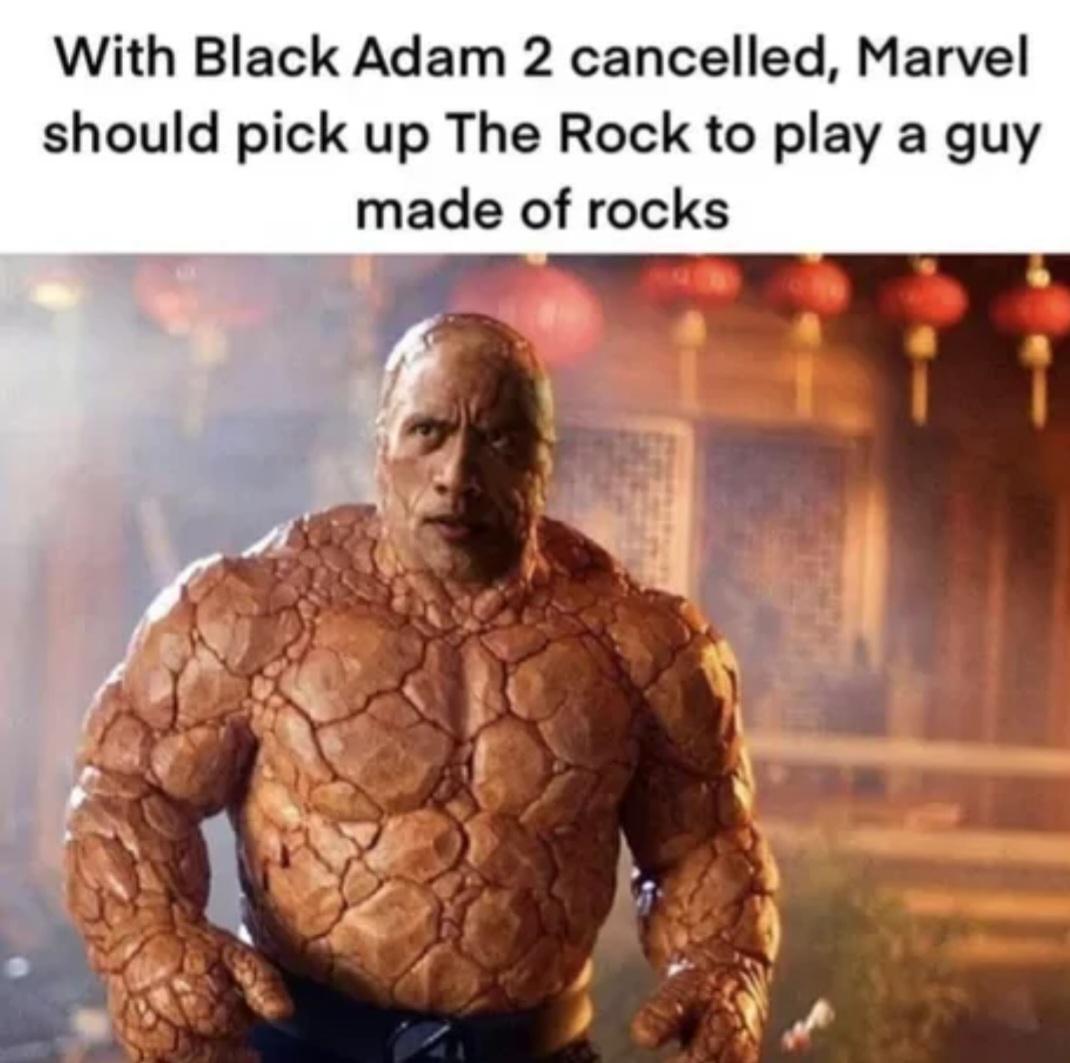 monday morning randomness - fantastic four the thing - With Black Adam 2 cancelled, Marvel should pick up The Rock to play a guy made of rocks