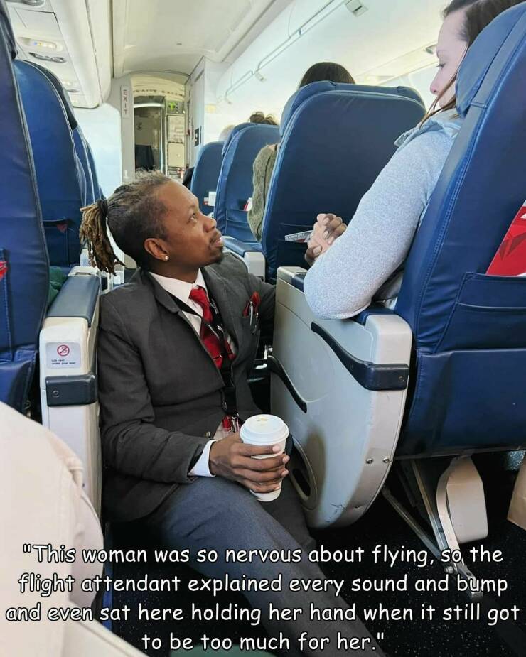 Monday Morning Randomness - car - "This woman was so nervous about flying, so the flight attendant explained every sound and bump and even sat here holding her hand when it still got to be too much for her."
