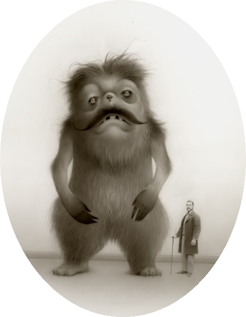 Paintings of Victorian Characters and Their Mythical Pets