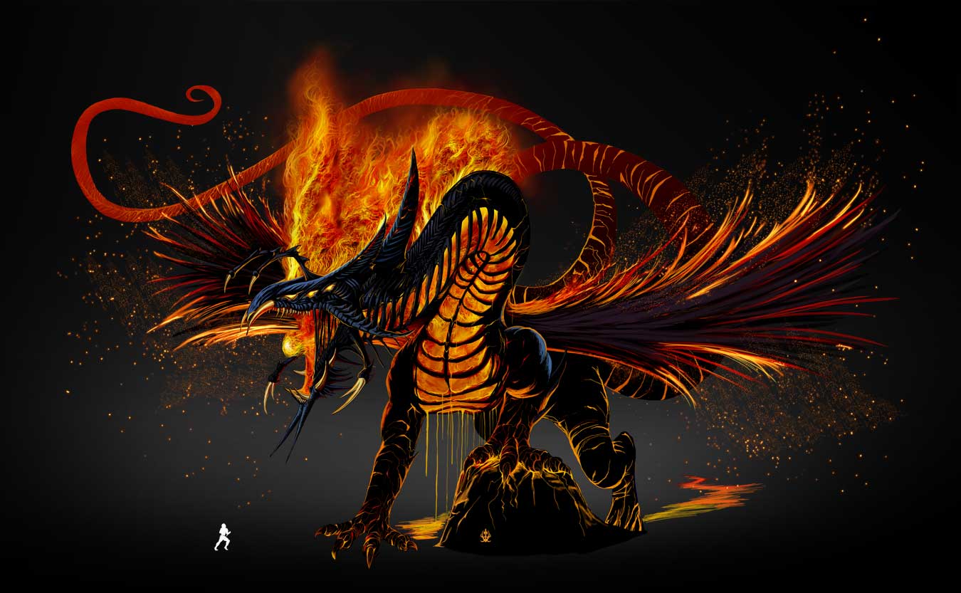 Дракон темного пламени. Огненный дракон драгон. Тандзиро с огненным драконом. Черно оранжевый дракон. Дракон в огне.