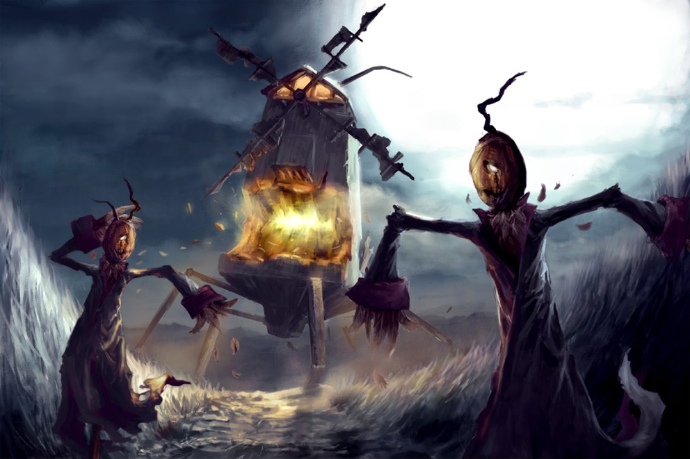 bizarre scarecrows art