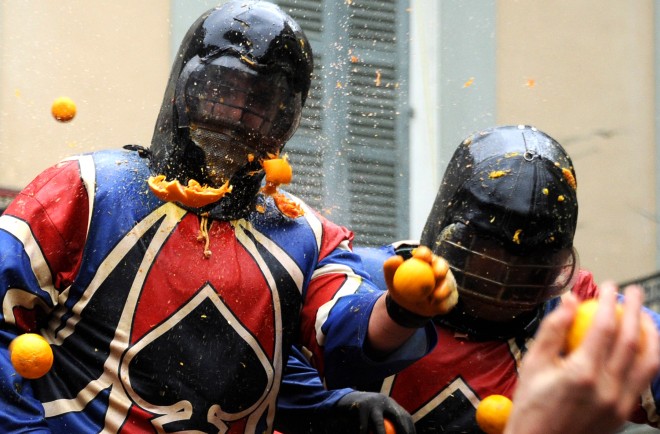 Bean feasts and orange fights, Italy