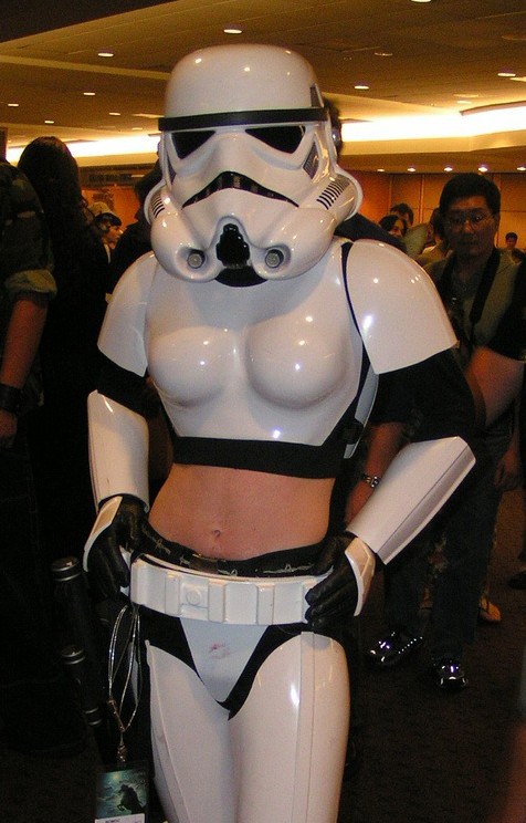 female stormtrooper cosplay guy -