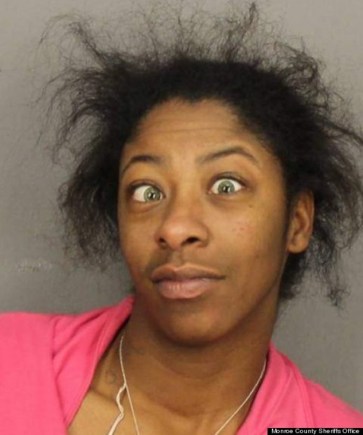 Arena Arnold was arrested Monday after she lied to police about a car accident she was involved in, is in the running for the best mug shot ever...