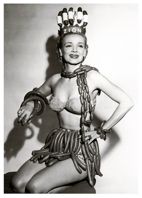 Sausage Queen, Zion Meat Company during National Hot Dog Week, 1955