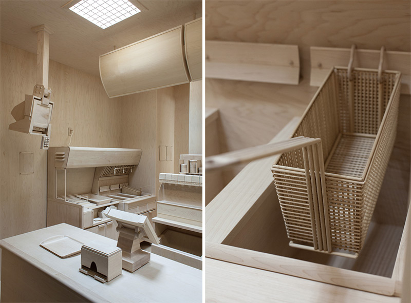 Fast Food Kitchen Carved Entirely From Wood