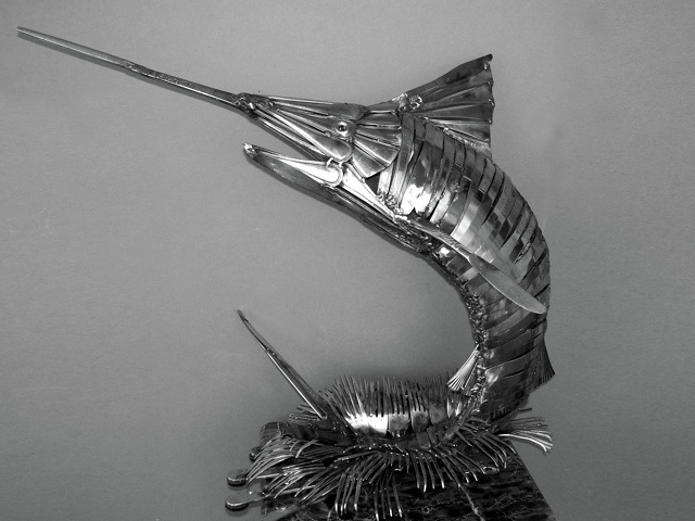 cutlery fish sculpture
