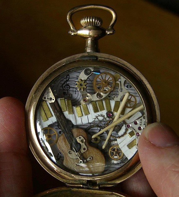 Tiny Sculptures Made From Recycled Watch Parts